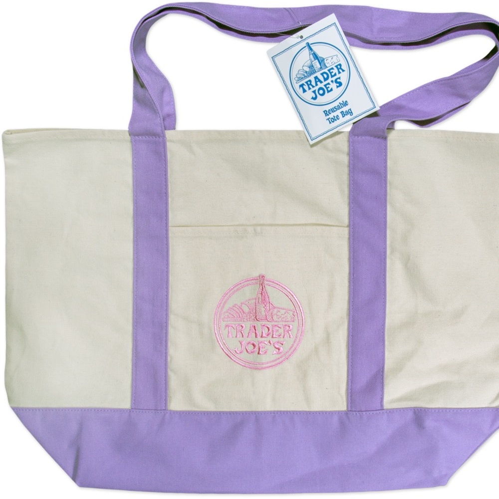 LARGE Trader Joe’s Lavender Canvas Tote Bag